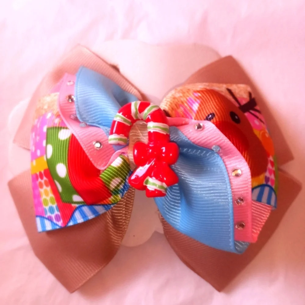 Christmas girls bow handmade ( box Home )